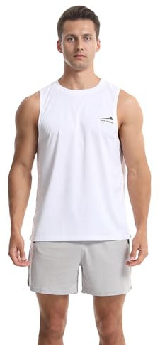 Herren Tanktop Gym Tshirt Muskel Fitness Training Laufshirt Fitness Tanks Ärmelloser T-Shirt Weiß XL