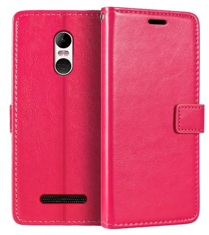 Custodia Portafoglio in Pelle PU Compatibile con Brondi Amico Smartphone 4G, Cover con Chiusura Magnetica, Tasche per Carte e Funzione Stand (Rosso rosa)