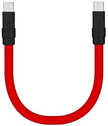 chubbycable Color Block Chubby Power Bank Friendly Cable Short USB C Cable Ultra-Thick Silicone Fast Charging Cord for Phone Computer Tablet, Red+Black, Type-C to Type-C, 0.32FT