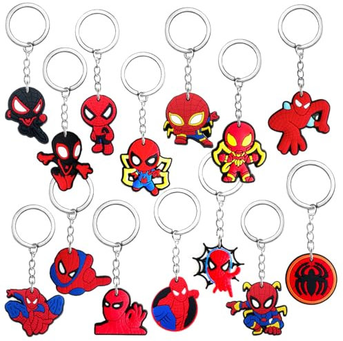 14 PCS Spider Schlüsselanhänger Kinder, Spider Kindergeburtstag, Mitgebsel Schlüsselanhänger, für Thema Party, Geburtstagsgeschenke