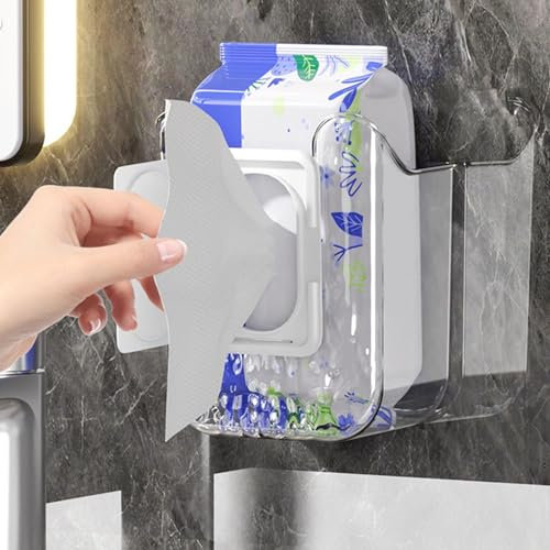 Boîte de Rangement de lingettes de Cuisine, Support de mouchoirs Mural, Distributeur de lingettes pour Salle de Bain, boîte de Rangement de mouchoirs sans poinçonnage, boîte de conteneur de lingettes