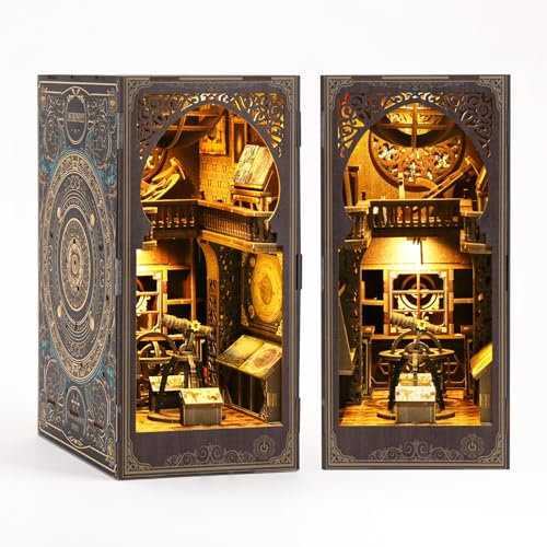 DIY Book Nook Kit Booknook: 3D Puzzles Bücherecke Bücherregaleinsatz mit LED-Licht, 3D DIY Holzpuzzle Book Nook Kit Buchstütze für Bücherregal Dekoration Kreatives Bücherregal-Deko-Set(Museum)