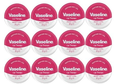 MM Vaseline Lip Therapy Rosy Lips - Moisturising Lip Balm with Rose Tint + Free Skincare Sample - Long-Lasting Hydration & Protection for Dry Lips - 20g Tin (12)