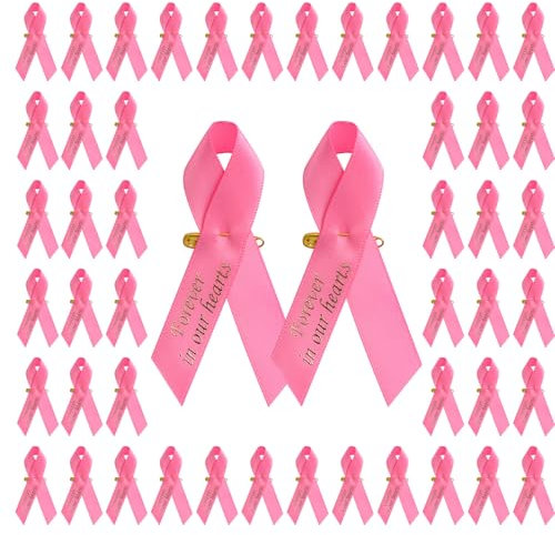 CRAFFANCY Octobre Rose Lot de 100 broches roses en satin pour sensibilisation au cancer du sein pour événements caritatifs, survivants, réunions sportives, Polyester