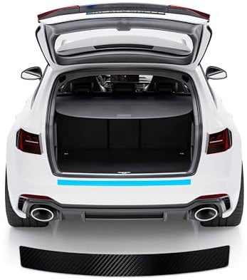 Ladekantenschutz Stoßstangenschutz Kohlefaser Aufkleber für BMW 5er G31 Touring ab Bj. 2017 Auto Einstiegsleisten Schutzfolie AntiKratz, Black