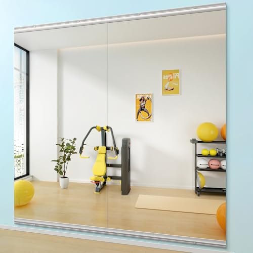 Hasipu 2PCS Ganzkörperspiegel 200x90cm, Spiegel Fitnessraum groß, Wandspiegel Spiegel Tanzspiegel, Gehärtetes Glas Rahmenlose Spiegel für Garage, Fitnessstudio, Zuhause Yoga