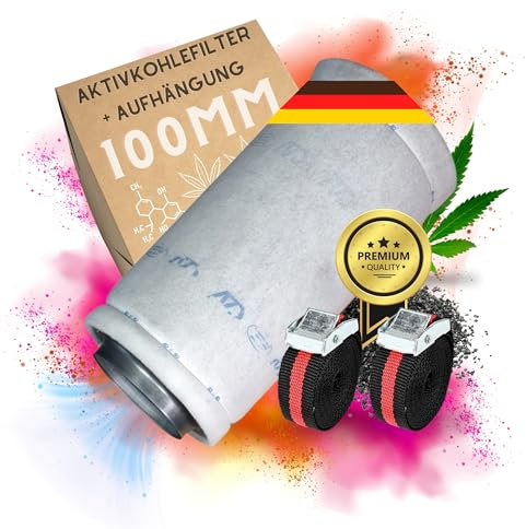 TronicXL Filtro ai carboni attivi di alta qualità, 100 mm + set di sospensione Grow per Growbox tenda box box box scarico odori neutralizzare filtri filtro al carbonio