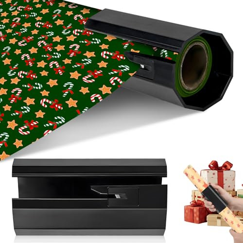 Coupe-papier cadeau coulissant pour rouleau de papier cadeau, outil de découpe rapide et sûr pour cadeaux de Noël, d'anniversaire, vacances