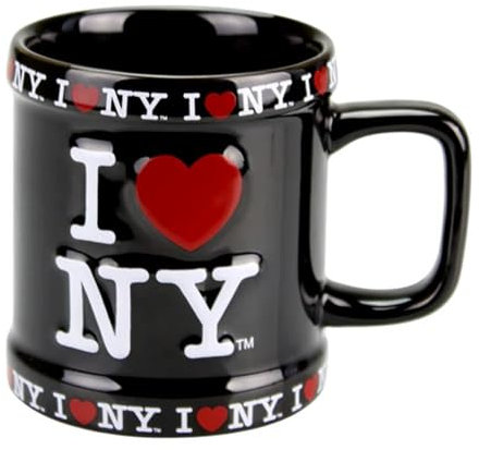 Artisan Owl I Love NY Design Coffee Mug - 11 oz Ceramic Cup, New York Souvenir (Black)