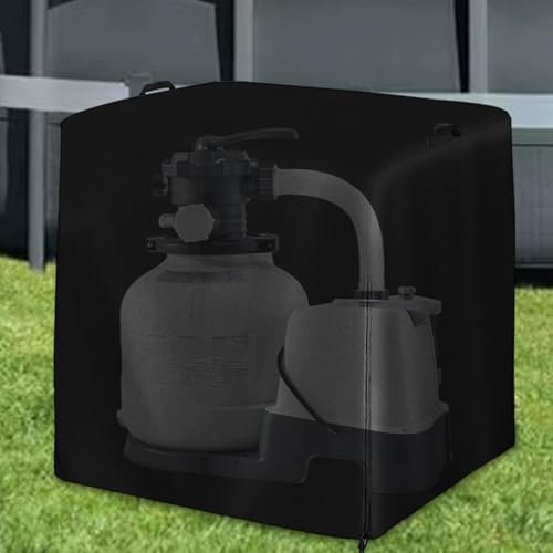 Ziennhu Couvercle de Pompe de Filtre à Sable, boîtier de Pompe de Piscine, Tissu Noir imperméable, Housse de Protection Anti-UV, Housse de Filtre de Piscine Durable pour unités extérieures