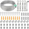 Cerkkapo 30M 3mm Drahtseil, M5 Seilspanner 304 Edelstahl Drahtseil Spanner Spanndraht Kit mit Doppelter 2-Säulen-Seilklemme,Stahlseil mit Ösen,Seilspanngarnitur für Zäune,Außenleuchten,Wäscheleine