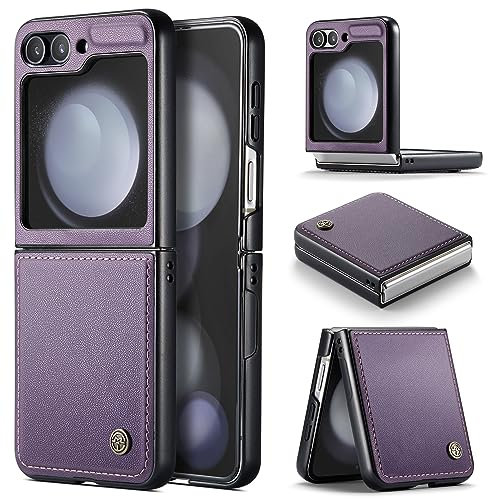 Rerzoiro for Samsung Galaxy Z Flip 5 Case, Premium PU Leather Case Anti Scratch Slim Phone Shockproof Protective Phone Cover for Samsung Galaxy Z Flip5, Purple