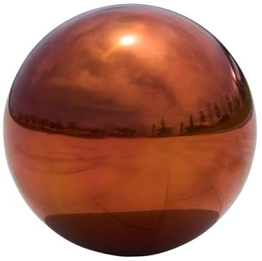 Koiugayk Edelstahl Gazing Globus Spiegelkugel, Dekorative Blickkugeln für Garten, Reflektierende Glatte Gartenkugel Kugel für Outdoor Hof Dekoration (Orange, Durchmesser: 30,5 cm)