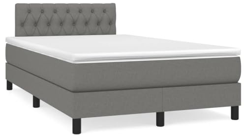 KOIECETA Boxspringbett mit Matratze & LED Dunkelgrau 120x190 cm Stoff