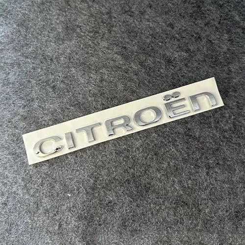 YCDSSM Auto Embleme für Citroen C4, Buchstaben Logo Abzeichen Aufkleber Sticker für Motorhaube Front Karosserie Kofferraum Heckklappen Tuning Styling Zubehör,Silver