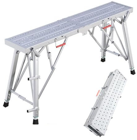 YDkjwjw Folding Scaffolding Platform Industrial Steel Step Ladders Portable Heavy Duty Work Platform for Stairs Ladder High Paint Wall, Adjustable Height