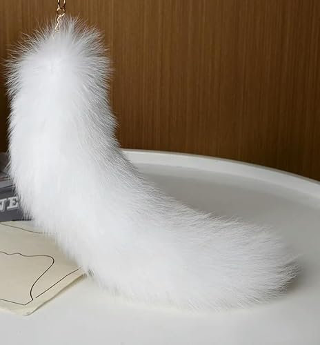 LOUKEKE 1 Stück Pelzschwanz-Schlüsselanhänger, pelziger Schwanz-Schlüsselanhänger, Pelz-Schlüsselring, Zubehör, Länge 40 cm, Auto-Schlüsselanhänger