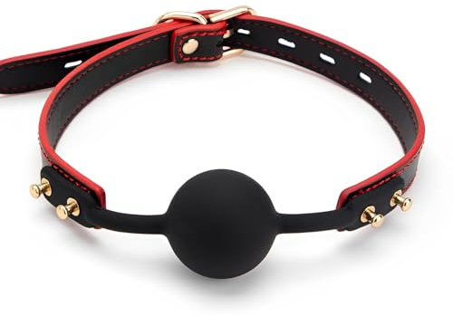 Thlsexy Knebel für Bondage Verstellbarer Mundknebel aus Silikon für BDSM und Rollenspiele Gag Ball mit Silikonball und Strip Knebel für Frauen und Männer Bequemer Ballknebel mit Schnalle（Rot）