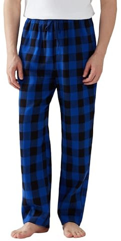 Jveyvth Pantalon de Pyjama Pour Homme, Pantalon de Nuit à Carreaux En Flanelle de Coton, Pantalons de Pyjama Avec Poches Et Braguette Boutonnée
