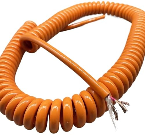 Elektrisches Kabel, 2-adriges Netzkabel, Spiralkabel, 20 AWG, 0,5 mm, quadratisch, orange, Dehnungsdraht, dehnbar, 1 Meter, 20 Meter, Federkabel aus reinem Kupfer, einziehbare Spule, Größe: dehnbar, 1