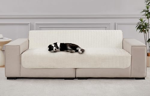 Meider Dog Bed Cover Couch Cover for Pets, Anti-Slip Washable Couch Pads for Cushion & sofa Furniture Protector (Cream White, 147x208cm 1pcs)