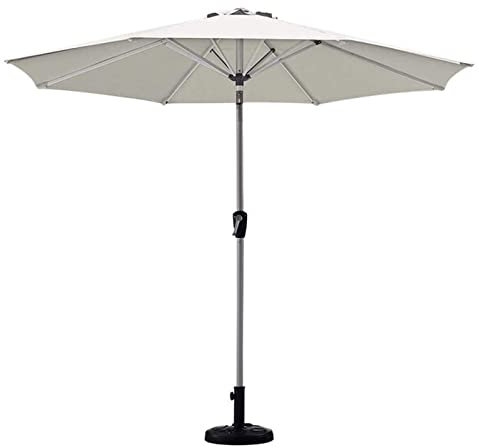 Parasols White Garden Parasol 2,7 m, Parapluie de Teinte de Soleil en Plein air avec funct de manivelle à manivelle, pour Le Patio de Piscine de Plage, Bien de Protection UV