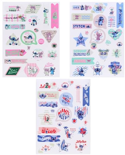 DISNEY Stitch Transparente Sticker zur Dekoration, wiederverwendbar SET 63 STÜCK (B)