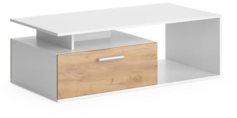 Vicco Table Basse Roland, Chêne Blanc/Force de l'or, 118x59cm
