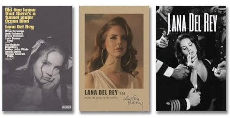 Lana Poster Del Rey, Musik, Retro, Vintage, Wandkunst, Leinwand, Poster, Raumdekor, ästhetischer Druck, Dekoration, 20 x 30 cm, 3 Stück, Stil 2, 3 Stück