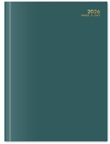 2026 A4 Day a Page Diary - Appointment Times Full Year Hardback UK Planner - for Home Office School & Work (Dark Teal)