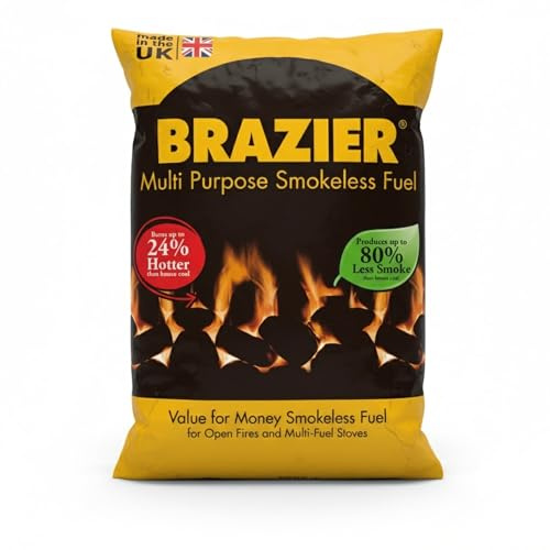 SAVING HUB - Multi Purpose Smokeless Coal Bag - Low Emission Coal Blocks - Multipurpose Smoke Control Fuel - Multi-Fuel Stoves & Open Fires, Low Ash, Overnight Burning 10KG (1)