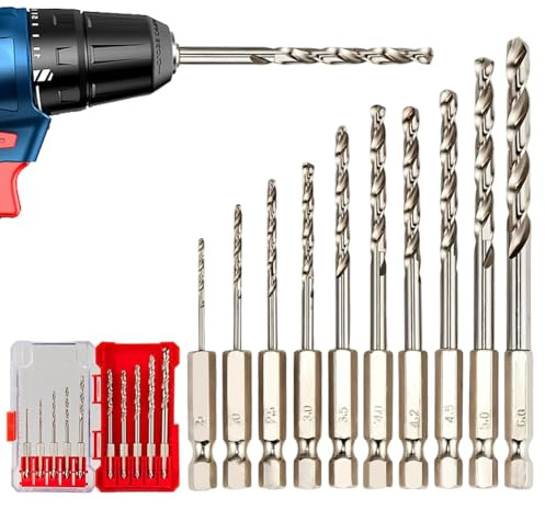 HSS Bohrer Set M35 Kobalt (1,5–6,0 mm, 10 tlg), Metallbohrer Set für Edelstahl, Stahl & Hartmetalle, Robuste Bohrer mit Sechskantschaft in Aufbewahrungsbox,hartmetallbohrer, Profi Edelstahlbohrer Set