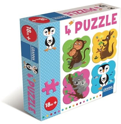 Granna Kinderpuzzle ab 18 Monaten Pinguin - 4 x 4 Teile Lernset - Erstes Puzzle aus robustem Karton - Entwickelt Wahrnehmung & Geduld - Motiv: Pinguin