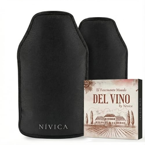 Set 2 Funda Enfriadora Para Botellas, Enfriador de Botellas de Vino con Guía Digital, Nylon Impermeable, Banda Inferior Anticaída, Ajuste Universal, Con Gel Enfriador Duradero, Cava y Cerveza, 23x16cm