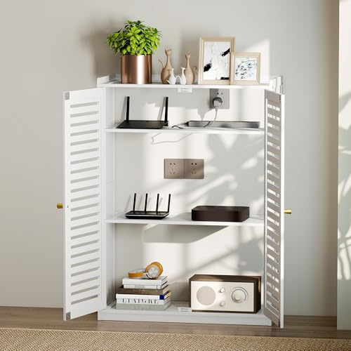 ybaymy WiFi Router Storage Box Large Wireless Router Organizer Rack Freestanding Power Cord Socket Storage Shelf Hider Cable Management Organizing Box Wall Decoration for Office and Home (85x59x25cm)