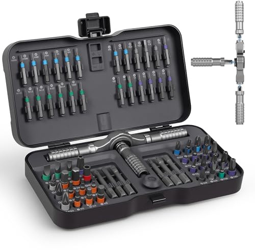 Herbbree 66 in 1 Ratchet Screwdriver Set,Magnetic Screwdriver Set,S2 Steel Bits,Detachable T Ratchet Handle,DIY Combination Flexible Shaft Repair Tool Kit for Computer, Eyeglass, Bicycles, Furniture
