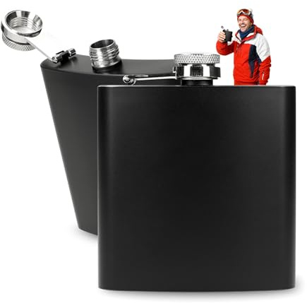 Flachmann Edelstahl 'Noir' 170 ml - Outdoor Flachmann aus Edelstahl | Verschluss, hochwertig, praktisch, Geschenkidee, langlebig, vielseitig, Alltagshelfer