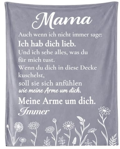 PJLJC Mama Geschenk Kuscheldecke 150x200 cm mit liebevoller Botschaft | Geburtstagsgeschenk, Weihnachts geschenk oder liebevolle Überraschung von Kindern