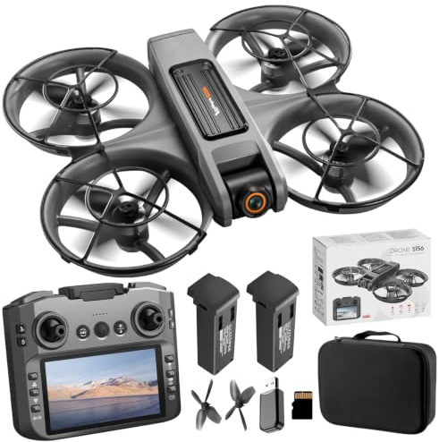 Drone Avec Caméra HD Et Écran 4,9 Inches, Moteur Brushless, Double Caméra, Flux Optique, Figures 360°, Décollage 1 Touche, Carte SD Et 2 Batteries, Idéal Pour Débutants