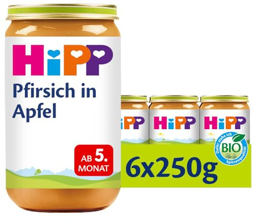 HiPP Früchte Pfirsich in Apfel, 6er Pack (6 x 250 g)