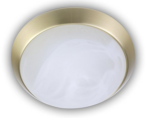 Niermann Standby 17111 A++, Deckenleuchte, Dekorring Messing matt, LED, Alabaster Art, 30 x 30 x 11 cm