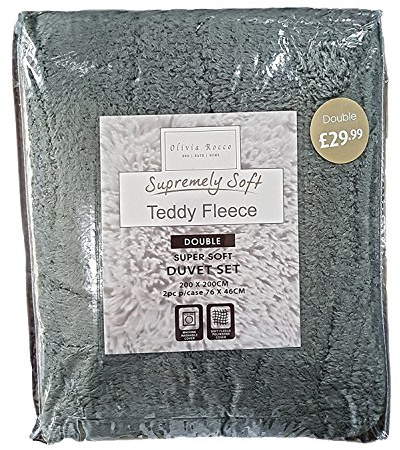 LB Luxury Fleece Duvet Cover Set, Fitted Sheet, Pillow Cases Teddy Warm Cozy Single Double King Super King Size (Super King Fitted Sheet, Grey)