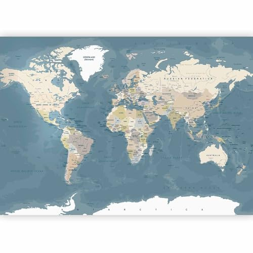 murando Photo Wallpaper World map 196x140 cm, Peel and Stick | Self-Adhesive Foil Print Wall Mural Continent Map
