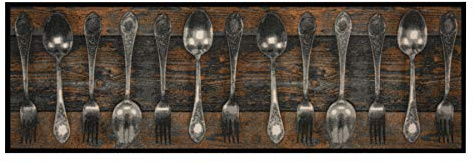 Zala Living Küchenteppich, waschbar, Fork & Spoon, Braun, 50 x 150 cm