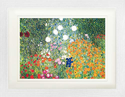 1art1 Gustav Klimt Poster Blumengarten, 1906-08 Gerahmtes Bild Mit Edlem Passepartout | Wand-Bilder | Im Bilderrahmen 40x30 cm