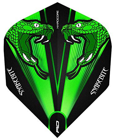 RED DRAGON Hardcore Peter Wright Snakebite Grün Transparent Dart Flights - 3 Sätze pro Packung (9 Flights insgesamt)
