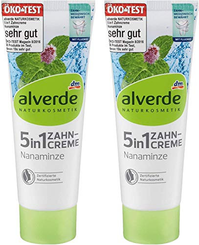 2 x alverde NATURKOSMETIK Zahnpasta 5in1 Nanaminze 75 ml