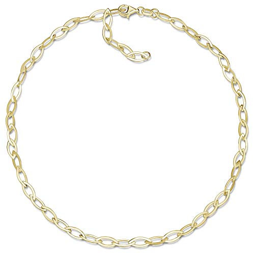Materia Gold Halskette Damen 45cm - breite Collier Goldkette vergoldet CO-43-Gold