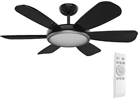 UNIVERSALBLUE Ventilador de Techo Negro con Luz LED Silencioso | Mando a Distancia | 6 Aspas | Diámetro 106 cm | Potencia 55 W | Temporizador | Motor DC | 6 Velocidades