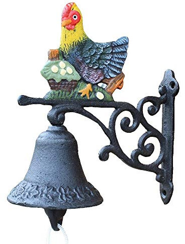 ZZYE Türglocke Gusseisen Gusseisen Wandmontage Hahn Willkommen Glocke Rustic Farm/Hof/Garten/Terrassentür Decor türglocke
